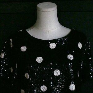 J. Crew Factory | NWT Stunning Polka Dot, Sequin, Short Sleeve Top in Cotton
